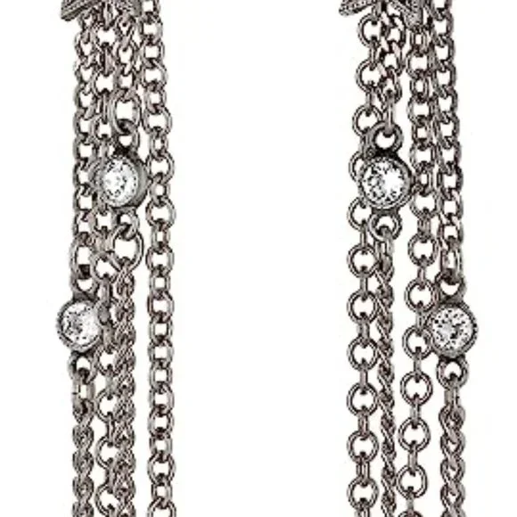BEN AMUN JEWELRY Crystal Star Dangle Earrings in Silver New - Picture 9 of 9